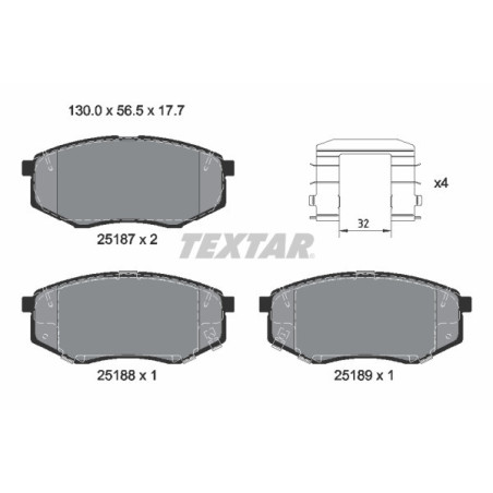 TEXTAR 2518701 Klocki hamulcowe przód dla Sonata Soul ix20 ix35 Tucson
