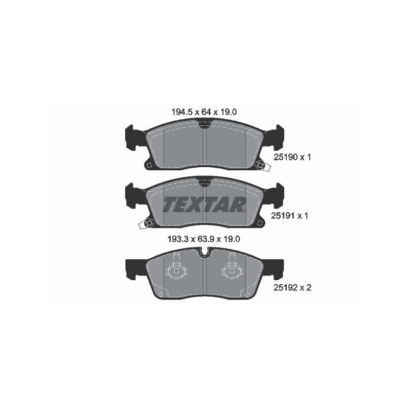 TEXTAR 2519002 Brzdové platničky predný pre Dodge Durango