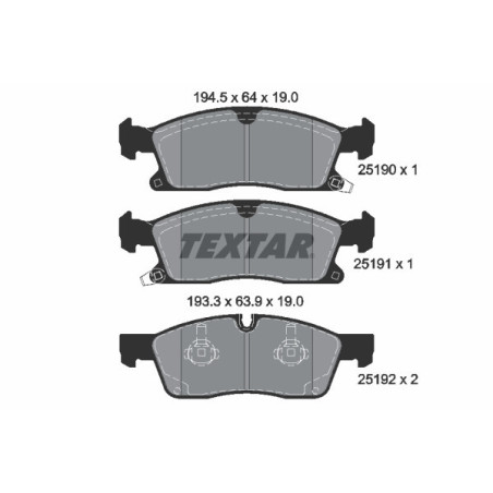 TEXTAR 2519002 Brzdové platničky predný pre Dodge Durango