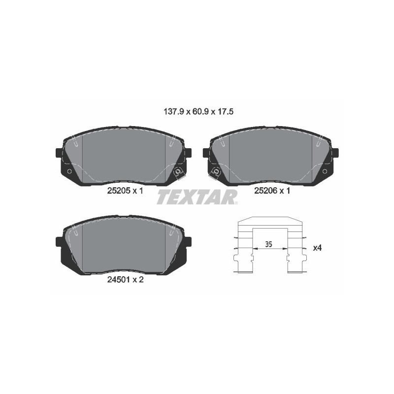TEXTAR 2520501 Plaquettes de frein avant pour Sportage Tucson ix35 i40 Sonata Soul Cadenza