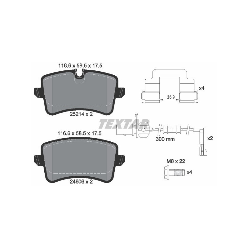 TEXTAR 2521401 Brzdové platničky zadný pre Audi A8