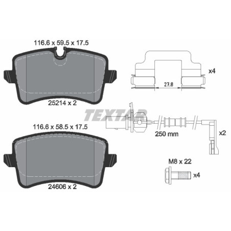 TEXTAR 2521404 Pastillas de freno trasero para Audi A8