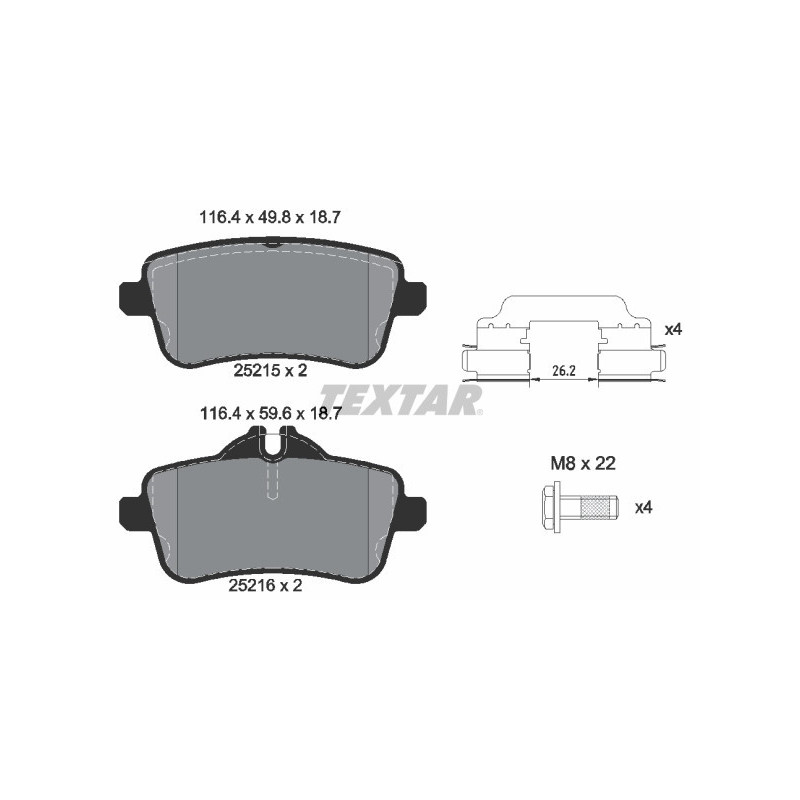 TEXTAR 2521501 Klocki hamulcowe tył dla Mercedes GLE M GL GLS CLA A GLA SLC SLK C