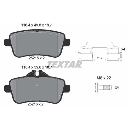 TEXTAR 2521501 Brake Pads Set Rear for Mercedes GLE M GL GLS CLA A GLA SLC SLK C