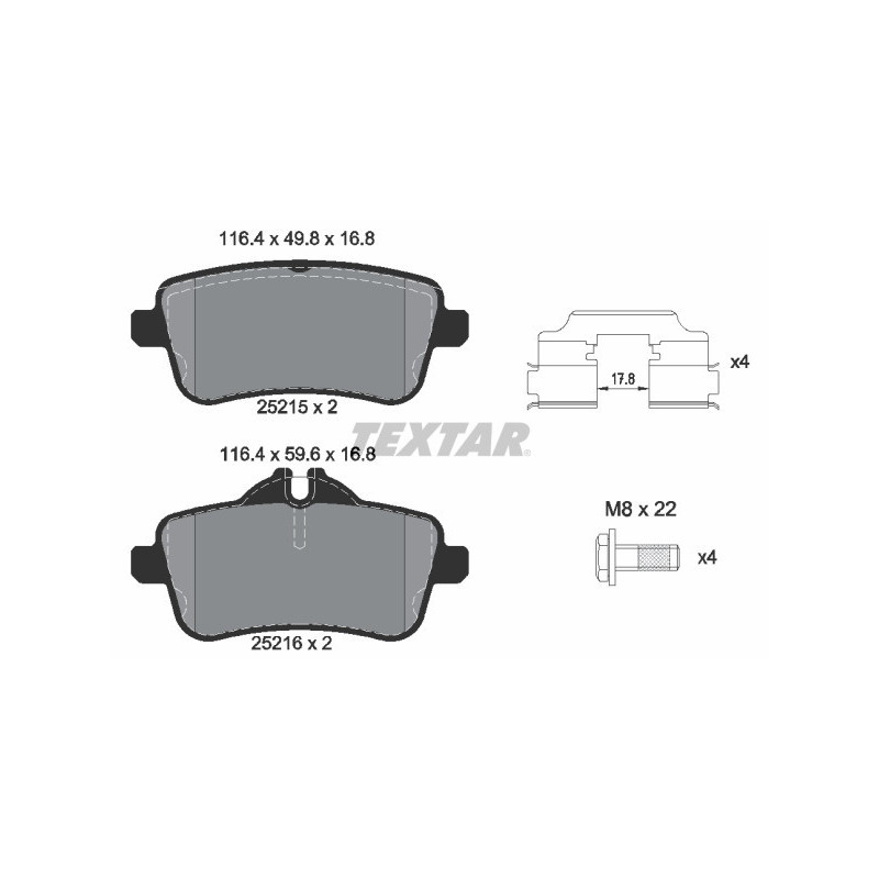 TEXTAR 2521505 Brake Pads Set Rear for