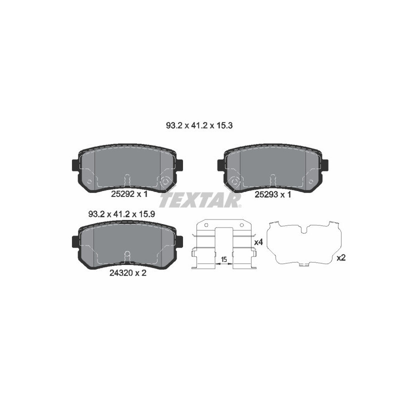 TEXTAR 2529201 Brake Pads Set Rear for Sportage Tucson ix35 Cee'D i30 Cerato Sonata Cadenza Shuma