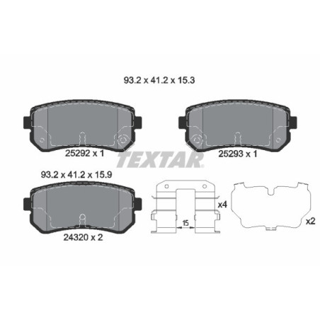 TEXTAR 2529201 Klocki hamulcowe tył dla Sportage Tucson ix35 Cee'D i30 Cerato Sonata
