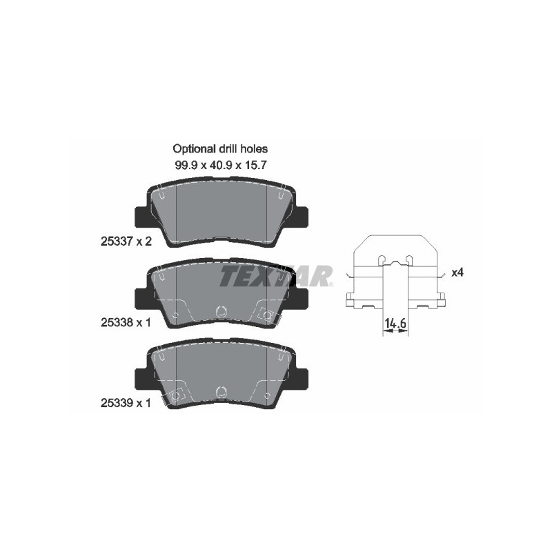TEXTAR 2533701 Bremsbeläge Hinten für i30 Cerato Rio Sportage i40 Optima Cee'D i20 Sonata