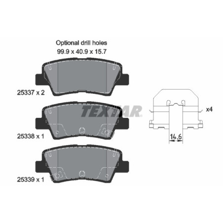 TEXTAR 2533701 Brake Pads Set Rear for i30 Cerato Rio Sportage i40 Optima Cee'D i20 Sonata Accent