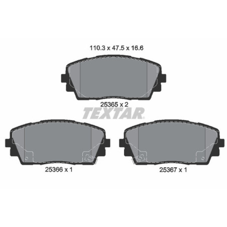 TEXTAR 2536501 Brzdové destičky přední pro Picanto Ray i10