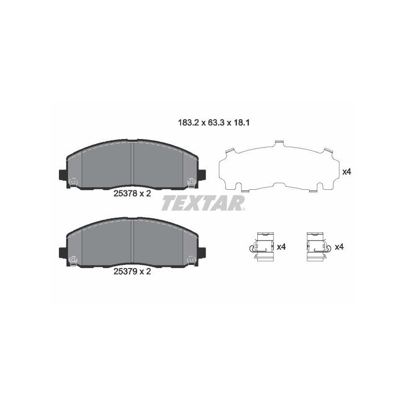 TEXTAR 2537801 Brake Pads Set Front for Freemont Wrangler Journey Voyager Gladiator Pacifica Routan