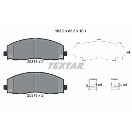 TEXTAR 2537801 Bremsbeläge Vorne für Freemont Wrangler Journey Voyager Gladiator Pacifica