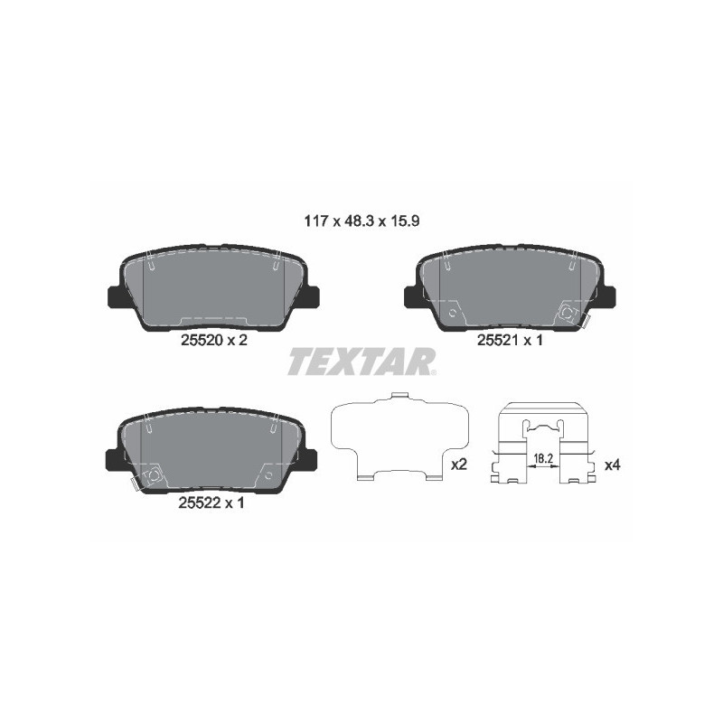 TEXTAR 2552001 Brzdové platničky zadný pre Sorento Mohave Genesis Stinger Musso Equus G10