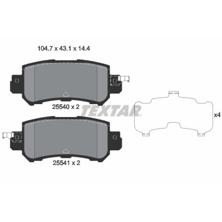 TEXTAR 2554001 Pastillas de freno trasero para CX-5 CX-3 2