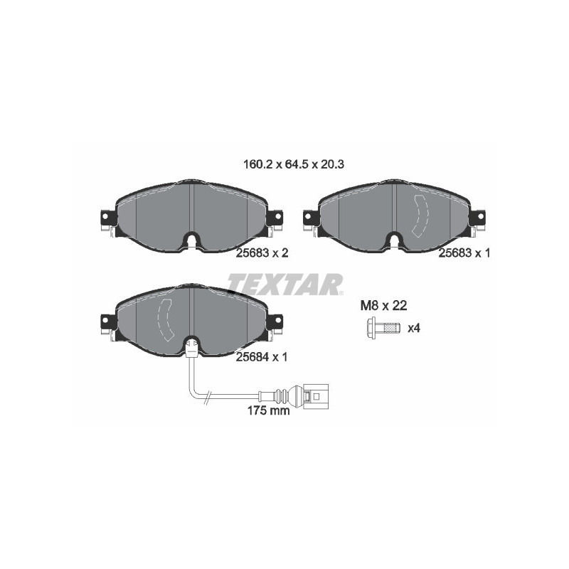TEXTAR 2568301 Plaquettes de frein avant pour A3 Leon Octavia Superb Golf Q3 Arteon TT Q2