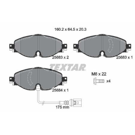 TEXTAR 2568301 Brake Pads Set Front for A3 Leon Octavia Superb Golf Q3 Arteon TT Q2 Ateca Karoq Q5