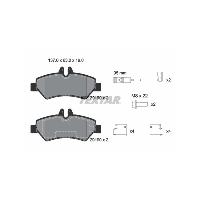 TEXTAR 2919001 Brzdové platničky zadný pre Sprinter Crafter T1 V