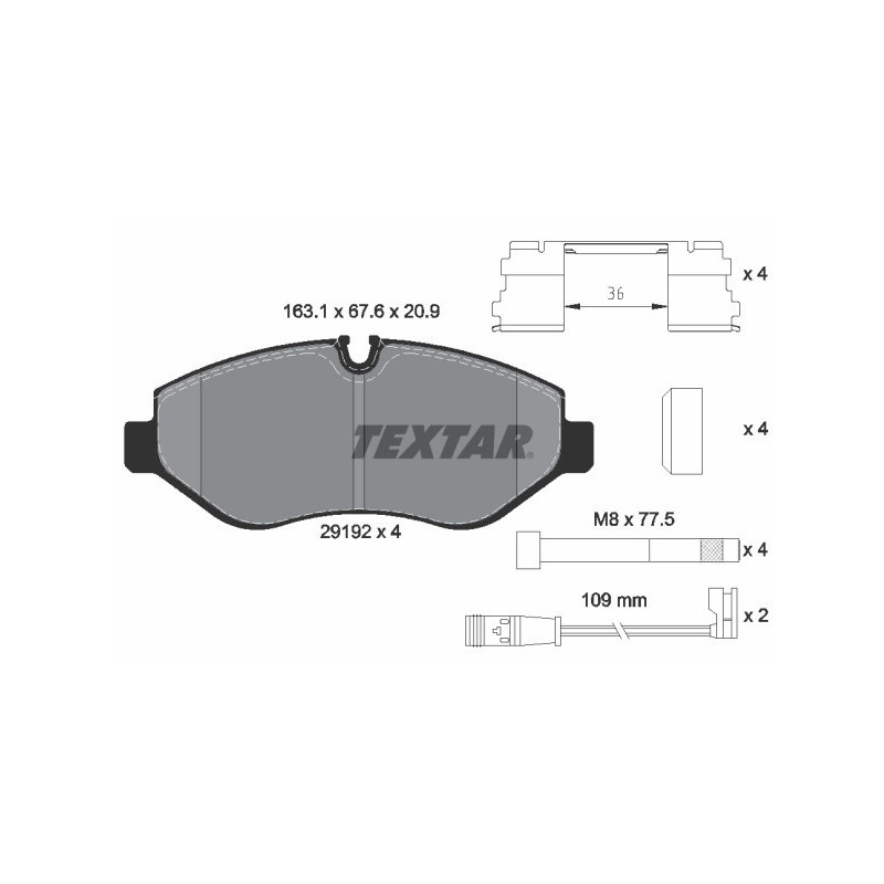 TEXTAR 2919202 Brake Pads Set Front for Sprinter Vito Crafter Viano V EQV eVITO