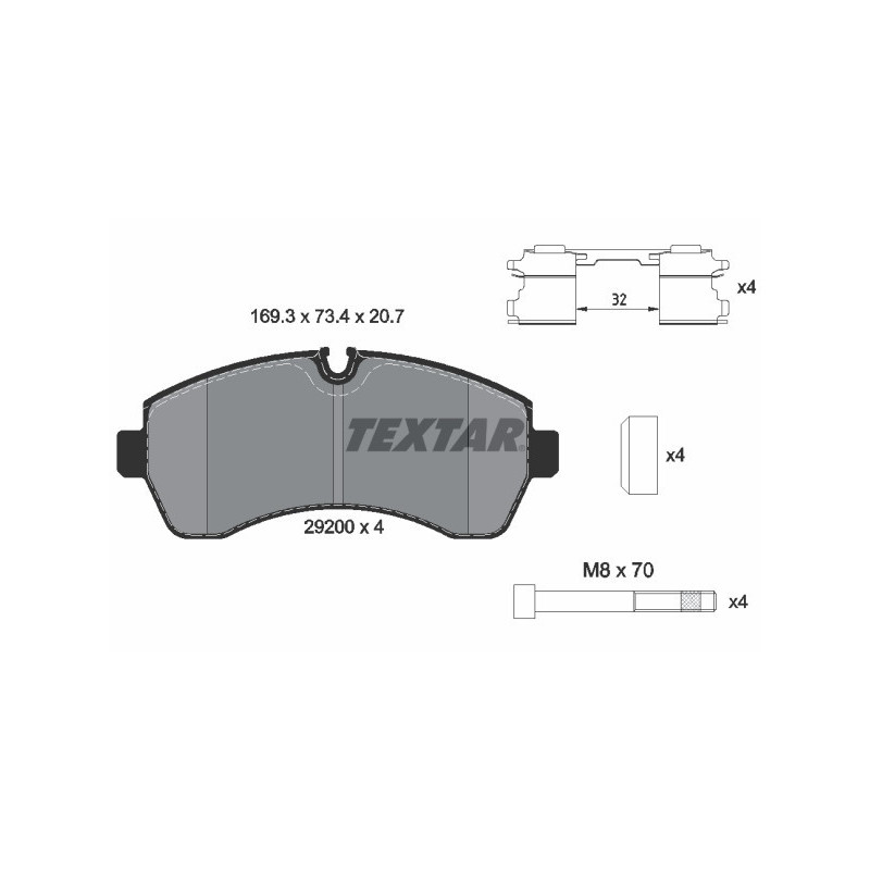 TEXTAR 2920002 Brzdové destičky přední pro Sprinter Crafter eSprinter T1 V