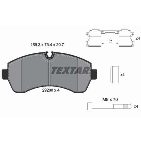 TEXTAR 2920002 Brzdové destičky přední pro Sprinter Crafter eSprinter T1 V