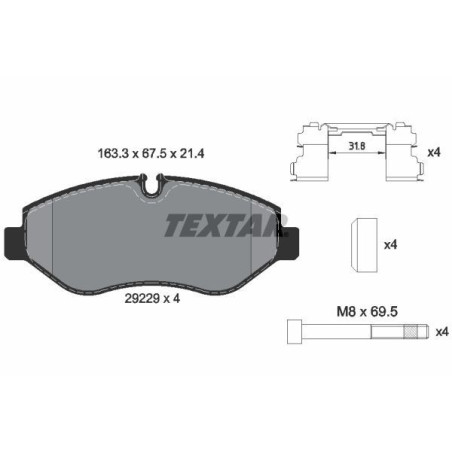 TEXTAR 2922901 Brzdové platničky predný pre Iveco Daily