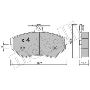 METELLI 22-0215-0 Brzdové platničky Predné pre
