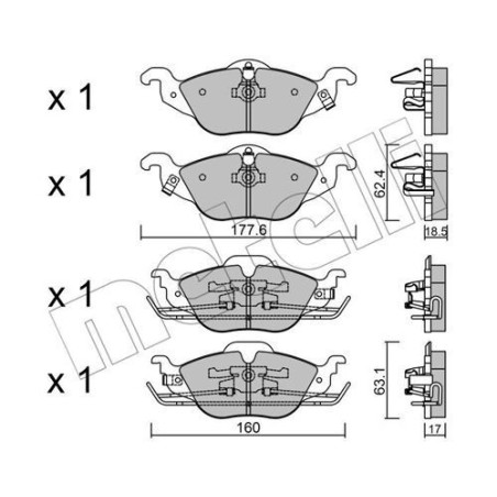 METELLI 22-0257-0 Klocki hamulcowe Przód dla
