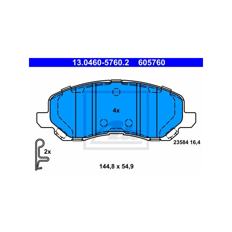 ATE 13.0460-5760.2 Brake Pads Set Front for Lancer Galant ASX Sebring Compass Outlander 4008 Eclipse
