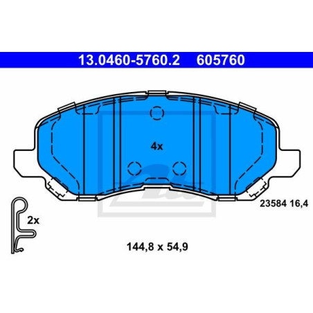 ATE 13.0460-5760.2 Brake Pads Set Front for Lancer Galant ASX Sebring Compass Outlander 4008 Eclipse