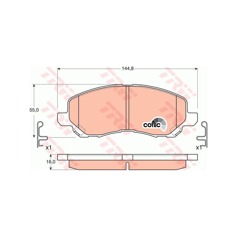 Brake Pads Set Front for Chrysler Citroen Jeep Lancia Mitsubishi Peugeot TRW GDB3287 COTEC