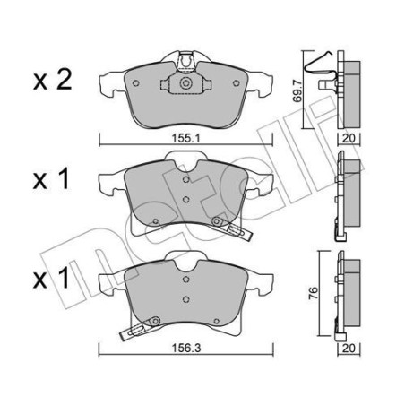 METELLI 22-0539-0 Klocki hamulcowe Przód dla