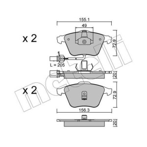 METELLI 22-0549-0 Bremsbeläge Vorne für