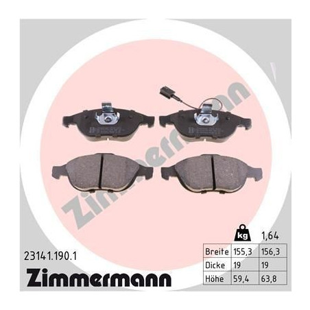 Plaquettes de frein Avant pour Alfa Romeo 147 156 Lancia Lybra ZIMMERMANN 23141.190.1