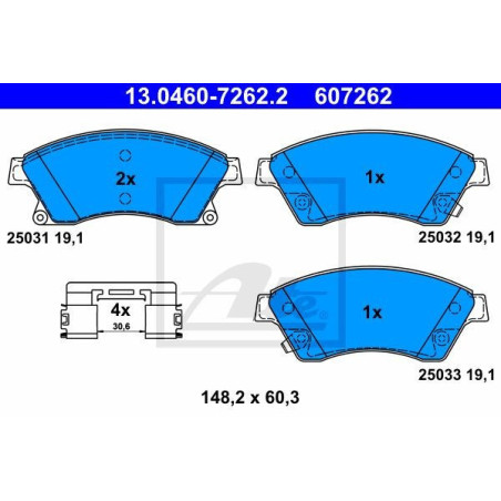 ATE 13.0460-7262.2 Brake Pads Set Front for Astra Cruze Aveo