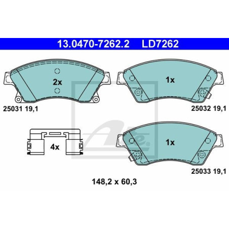 ATE 13.0470-7262.2 Pastillas de freno delantero para Astra Cruze Aveo