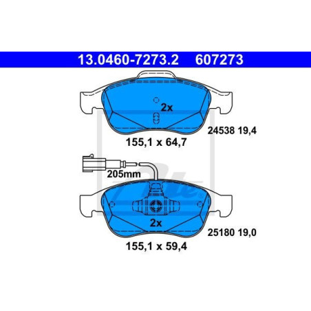 ATE 13.0460-7273.2 Pastillas de freno delantero para Alfa Giulietta