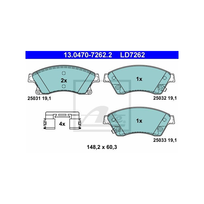 FRONT Brake Pads for Chevrolet Opel Vauxhall ATE 13.0470-7262.2