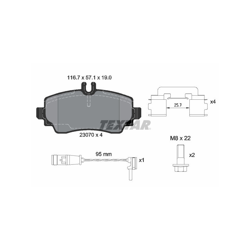 TEXTAR 2307005 Brzdové platničky predný pre Mercedes Vaneo