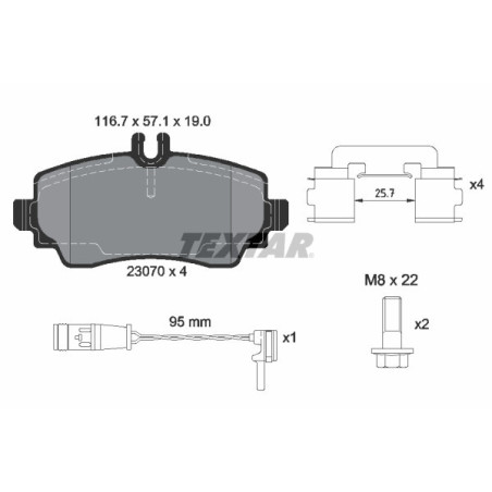 TEXTAR 2307005 Pastiglie freno anteriore per Mercedes Vaneo