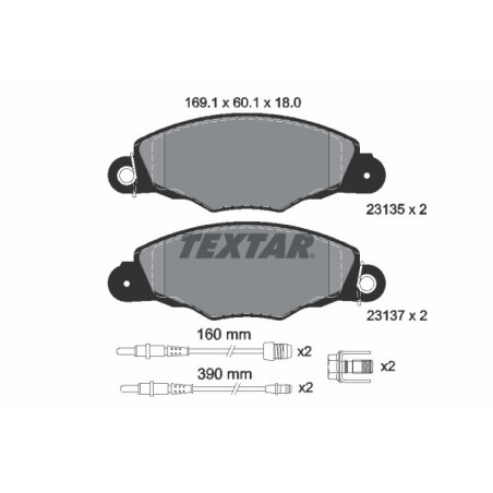 TEXTAR 2313503 Brzdové platničky predný pre Citroen Xantia XM