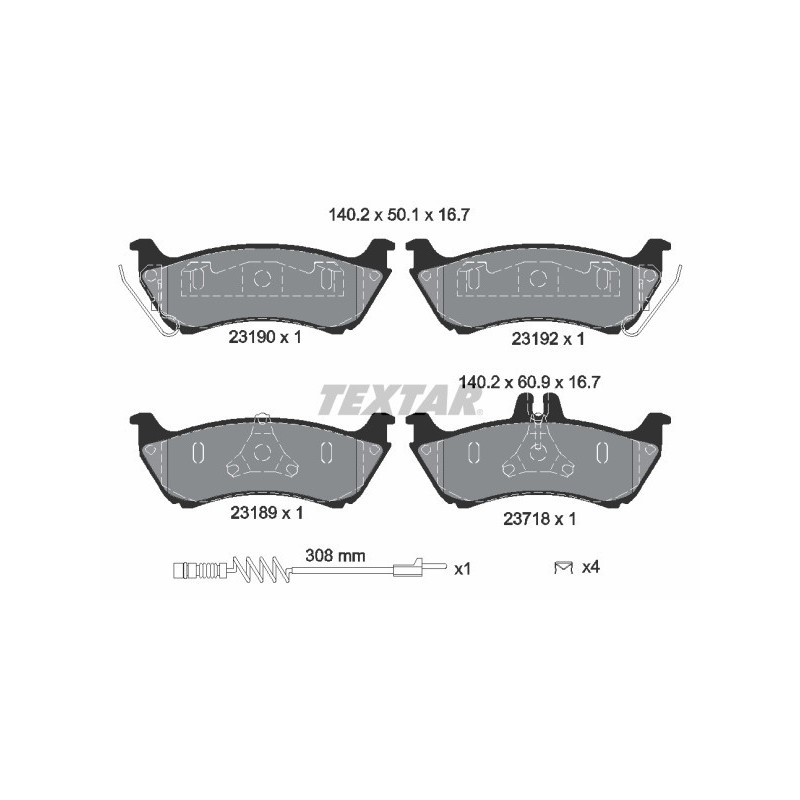 TEXTAR 2319002 Brzdové platničky zadný pre Mercedes M