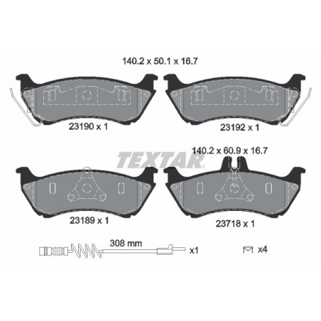 TEXTAR 2319002 Brzdové destičky zadní pro Mercedes M