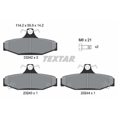 TEXTAR 2324201 Brake Pads Set Rear for Korando Rexton Musso Firebird Camaro