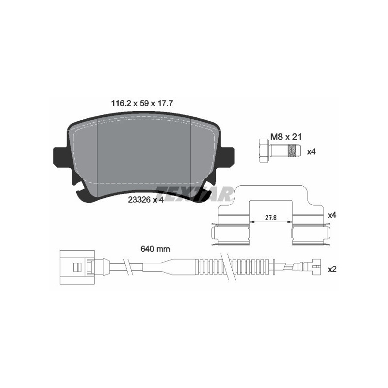 TEXTAR 2332603 Bremsbeläge Hinten für Phaeton Continental