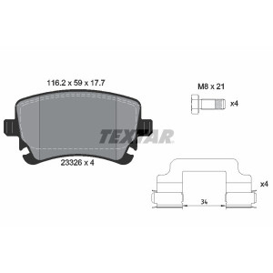 TEXTAR 2332607 Brzdové destičky zadní pro Continental A6
