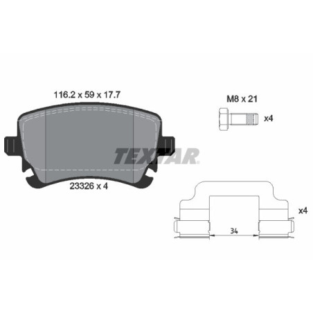 TEXTAR 2332607 Klocki hamulcowe tył dla Continental A6