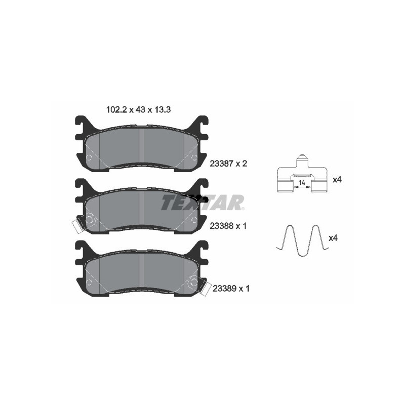 TEXTAR 2338704 Pastiglie freno posteriore per Mazda MX-5 FAMILIA