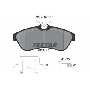 TEXTAR 2340902 Brzdové platničky predný pre Citroen C3 C2