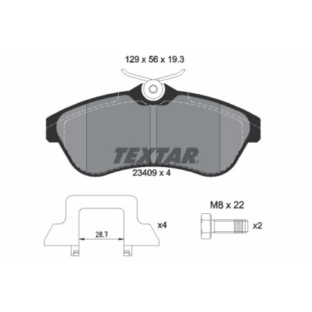 TEXTAR 2340902 Brzdové platničky predný pre Citroen C3 C2