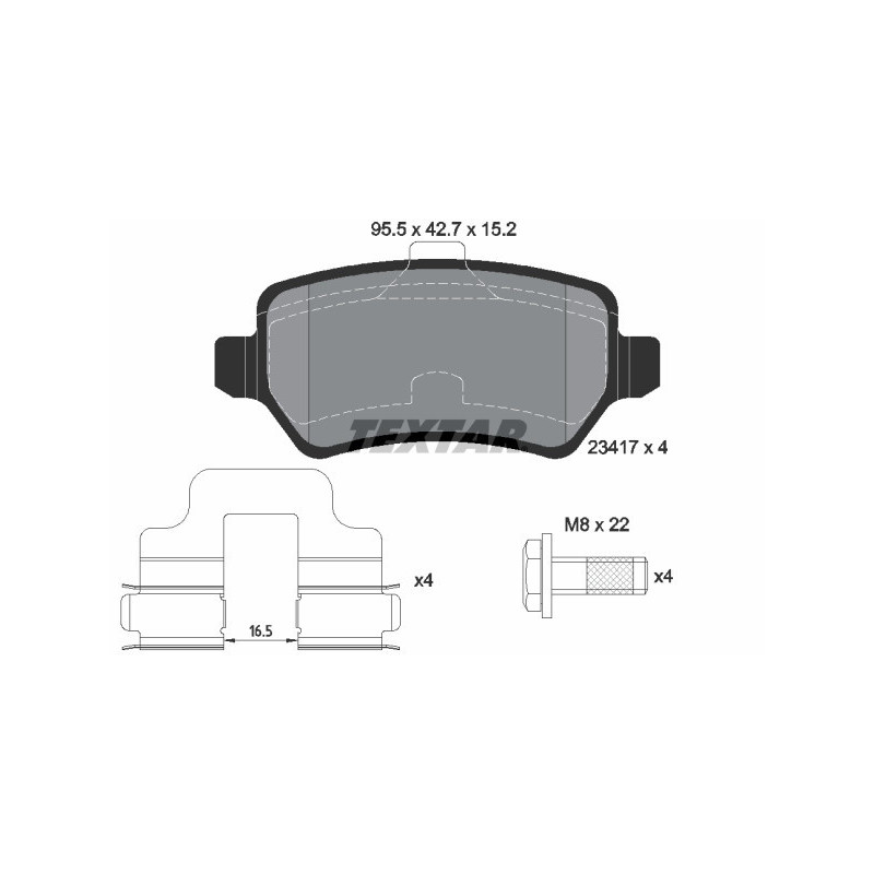 TEXTAR 2341781 Plaquettes de frein arrière pour Astra Zafira Meriva Astravan Corsa